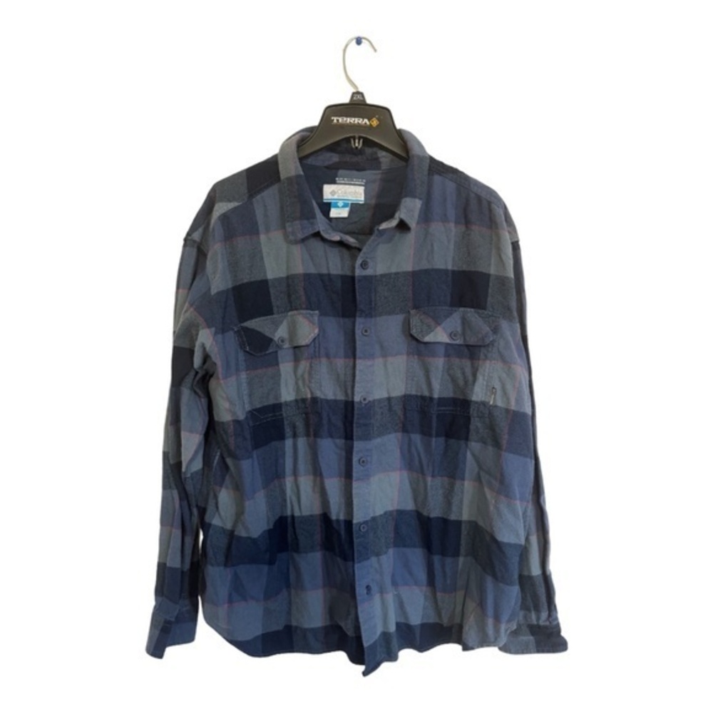 Columbia Mens Plaid Flannel Long Sleeve Button Down Shirt Omni Wick Size 2XL